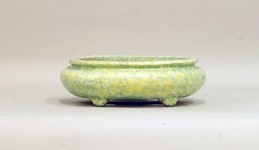 Sack Shaped Bonsai Pot in Yellow & Green by Shuuhou 7"(18cm) +++ Shipping Free