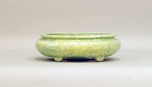 Sack Shaped Bonsai Pot in Yellow & Green by Shuuhou 7"(18cm) +++ Shipping Free