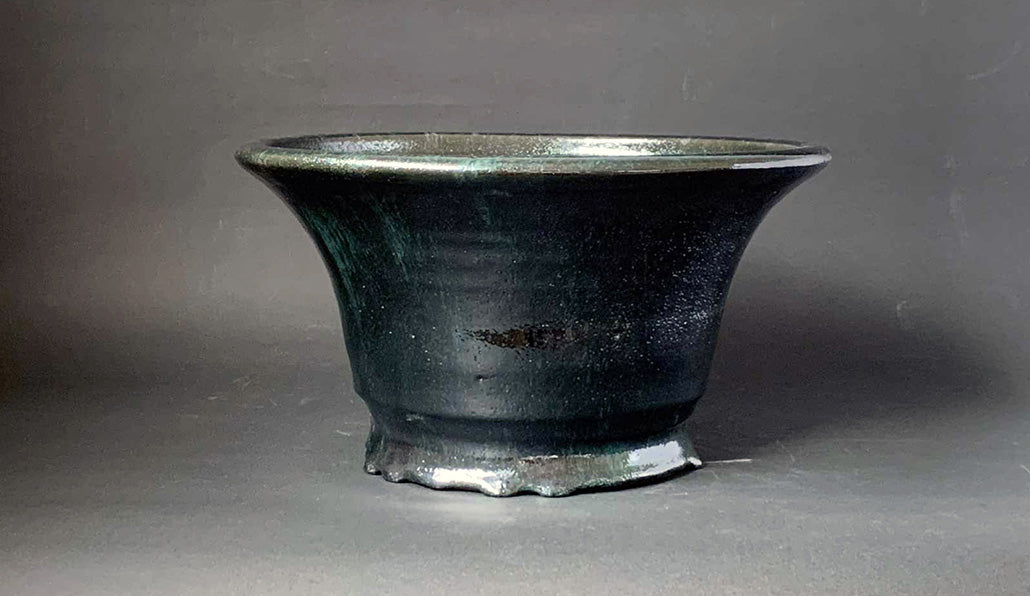 Deep Green! Round Bonsai Pot By Shuuhou 11.8"(30cm) S578