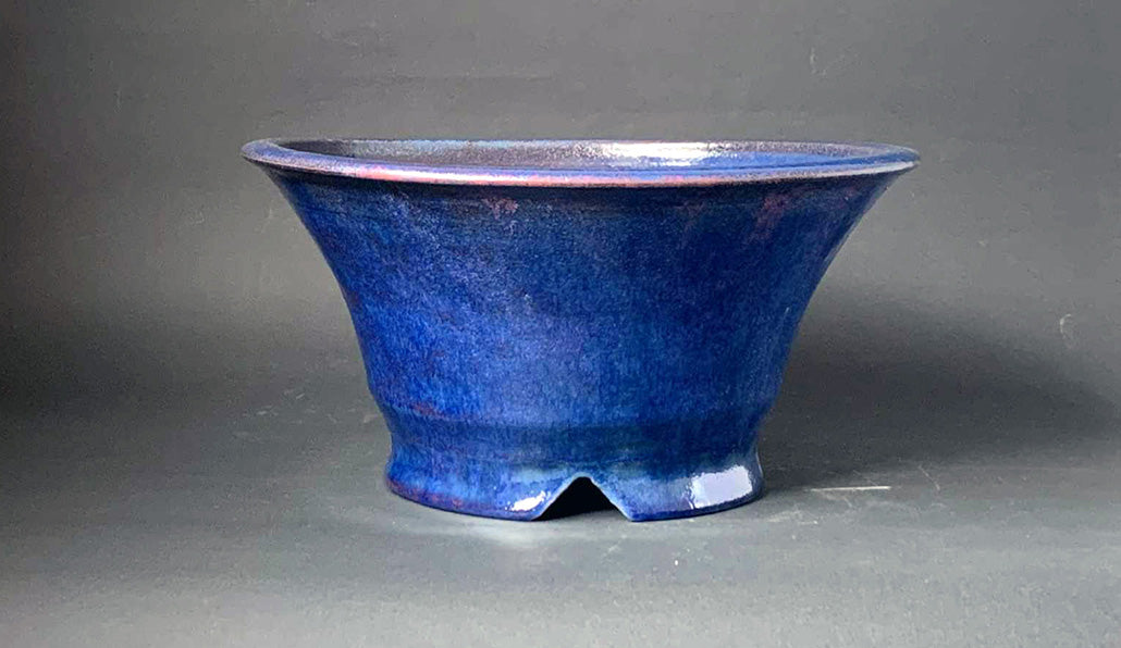 Deep Blue! Round Bonsai Pot By Shuuhou 12"(30.8cm) S579