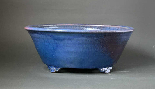 Vivid Blue Bonsai Pot with Red Accents by Shuuhou 12.2"(31.2cm) S580
