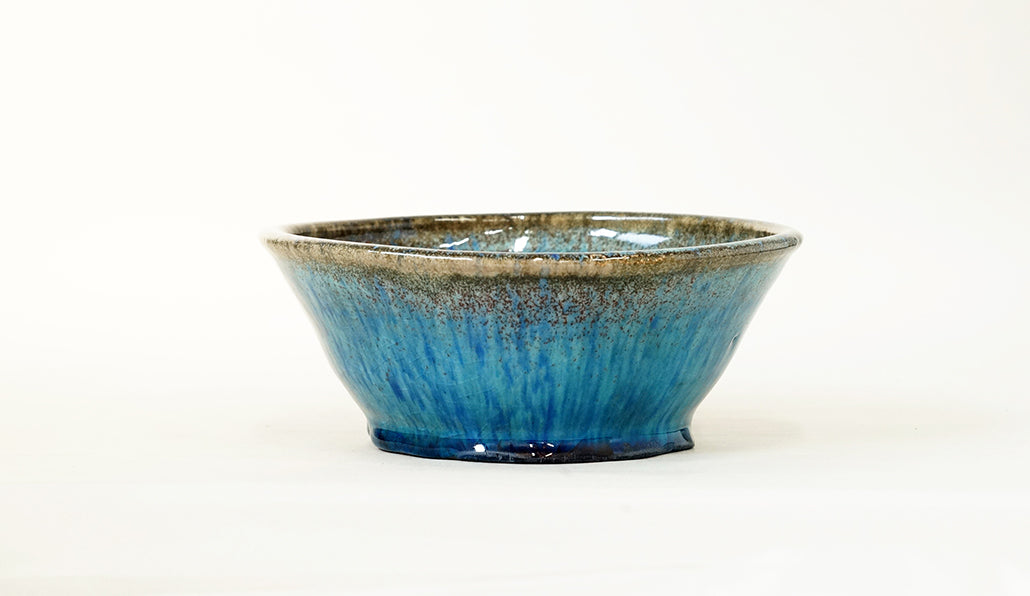 Sky Blue Bonsai Pot with Red Accents by Shuuhou 7.2"(18.5cm) S585 +++ Shipping Free
