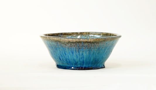 Sky Blue Bonsai Pot with Red Accents by Shuuhou 7.2"(18.5cm) S585 +++ Shipping Free