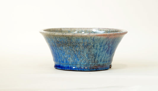 Running Blue! Bonsai Pot with Red Accents by Shuuhou 7.2"(18.5cm) S586 +++ Shipping Free