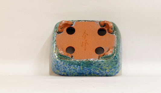 Bonsai Pot with Flowing Green Glaze by Shuuhou 7"(17.8cm) S587 +++ Shipping Free