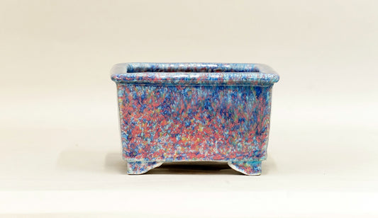 Square Bonsai Pot in Pink & Blue by Shuuhou 5.5"(14cm) S591 +++ Shipping Free