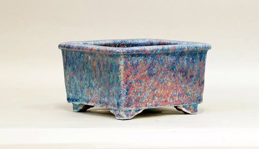 Square Bonsai Pot in Pink & Blue by Shuuhou 5.5"(14cm) S591 +++ Shipping Free