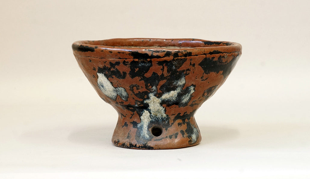 Bunzan Bonsai Pot with Brown, Black & White, High Feet 6.2