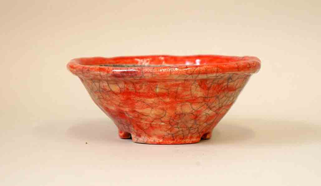 Good Buy! Bunzan Round Bonsai Pot in salmon pink Glaze +++ Shipping Free