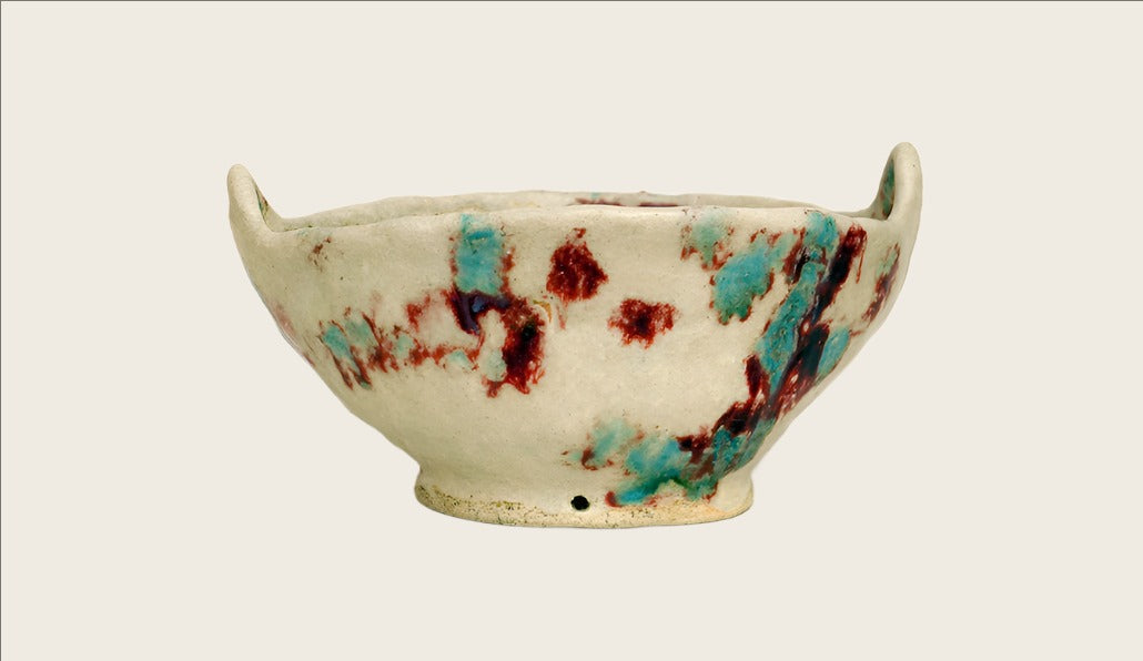 Bunzan Hanging Typed Bonsai Pot with Red & Blue Patterns 7.8"(20cm) +++ Shipping Free