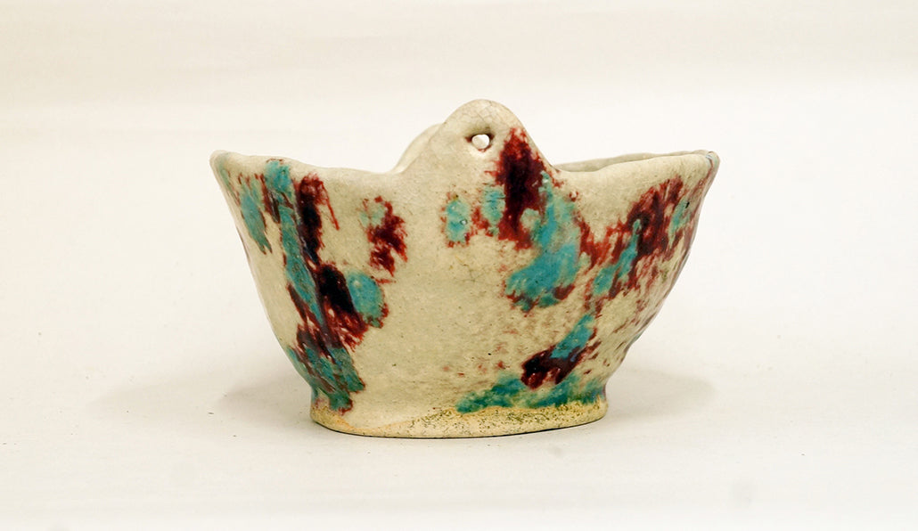 Bunzan Hanging Typed Bonsai Pot with Red & Blue Patterns 7.8"(20cm) +++ Shipping Free