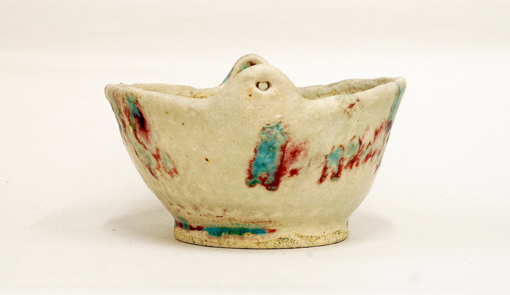 Bunzan Hanging Typed Bonsai Pot with Red & Blue Patterns 7.8"(20cm) +++ Shipping Free