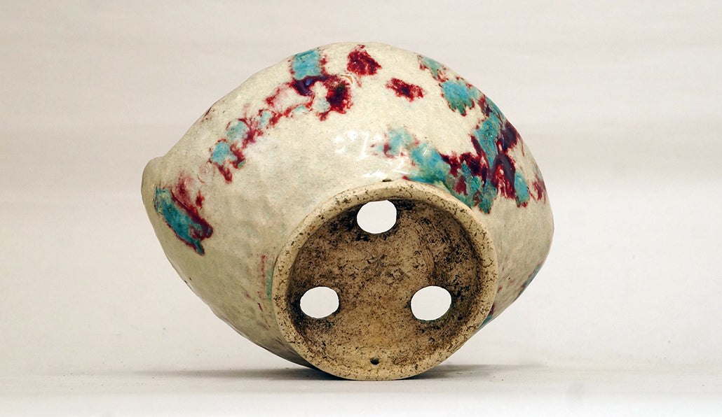 Bunzan Hanging Typed Bonsai Pot with Red & Blue Patterns 7.8"(20cm) +++ Shipping Free