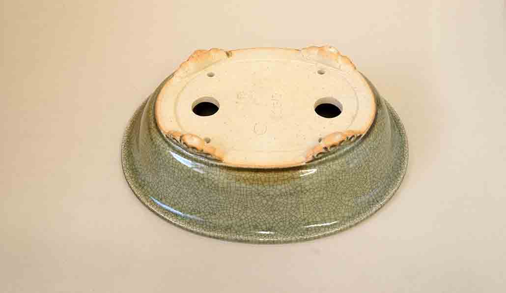 Eimei Oval Bonsai Pot with Rim, 7.5" (18.8cm) Celadon +++Shipping Free