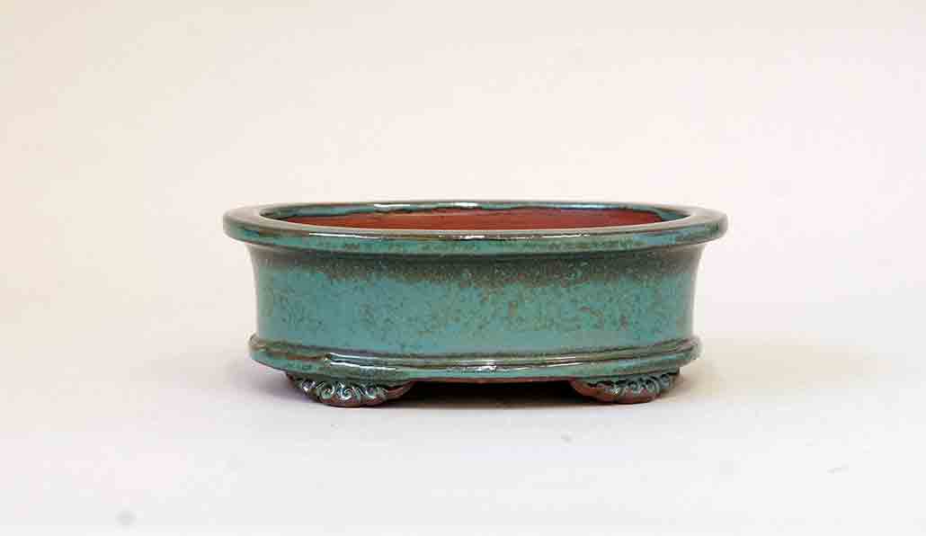 Good Buy! Eimei Blue Oribe Oval Bonsai Pot 5"(13cm)+++Shipping Free