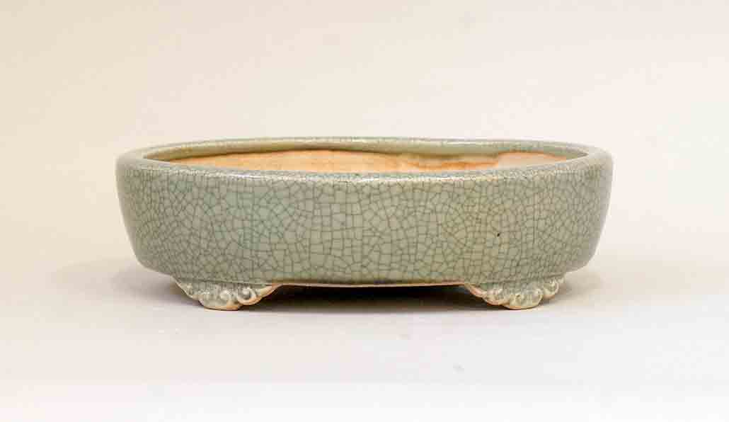 Japanese High Quality Cream Glazed Oval Bonsai Pot 15
