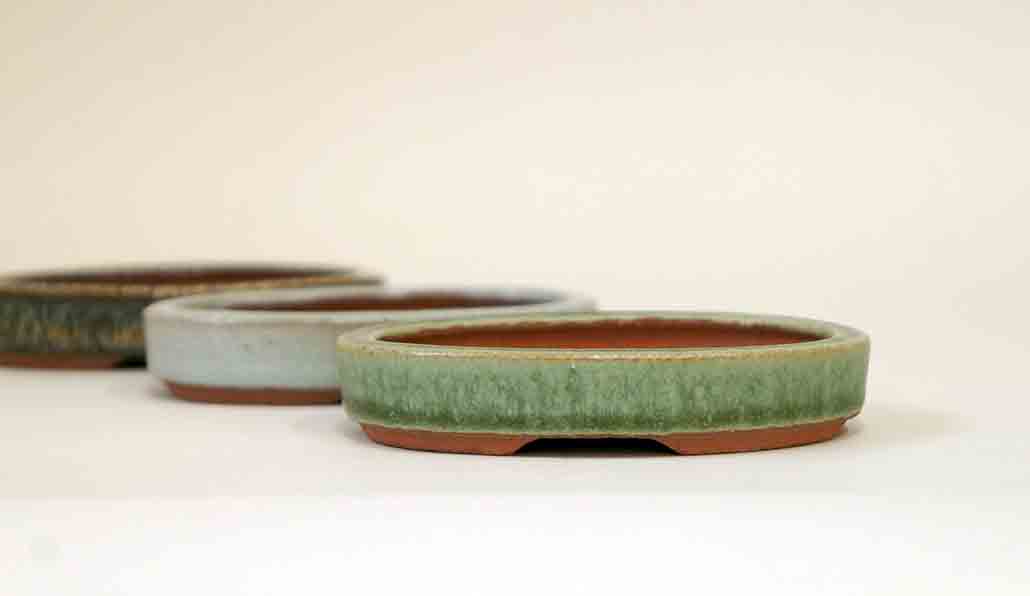 Eimei 3 Miniature Shallow Bonsai Pots set 3.7"(9,5cm)+++Shipping Free