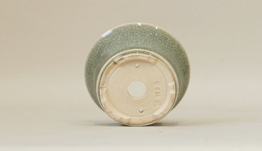 Eimei Round Bonsai Pot in Celadon, 4.3"(11cm) E416 +++Shipping Free