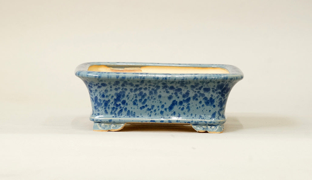 Eimei Rectangle Bonsai Pot in pale blue glaze 6.6"(17cm) E547 +++ Shipping Free