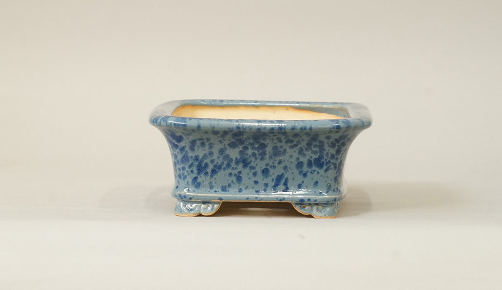 Eimei Rectangle Bonsai Pot in pale blue glaze 6.6"(17cm) E547 +++ Shipping Free