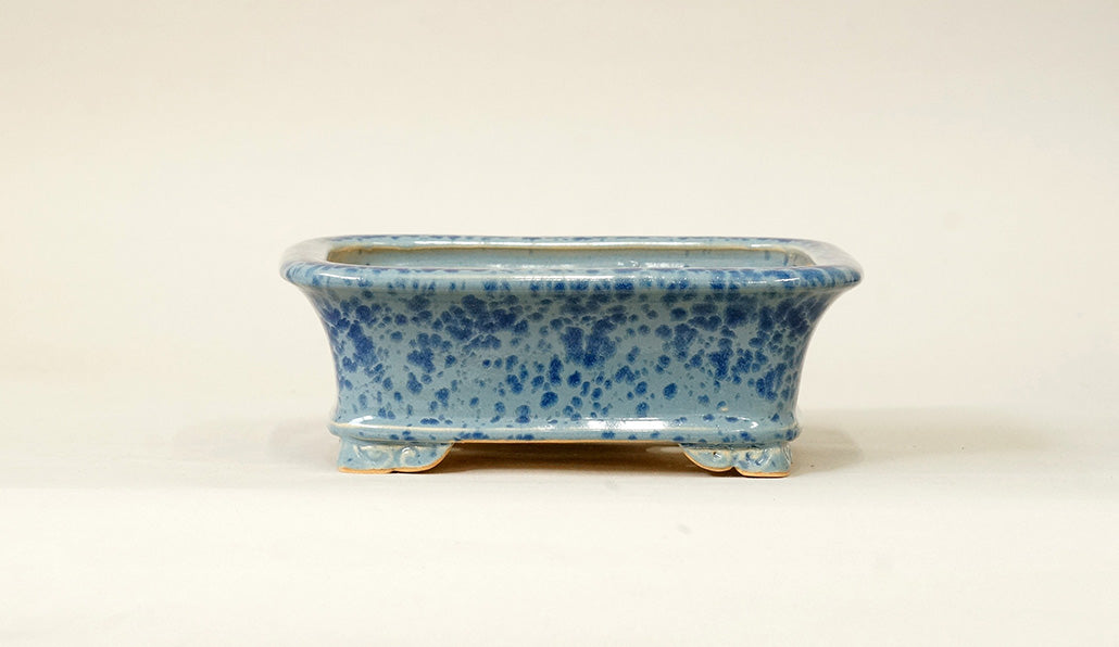 Eimei Rectangle Bonsai Pot in pale blue glaze 6.6"(17cm) E547 +++ Shipping Free