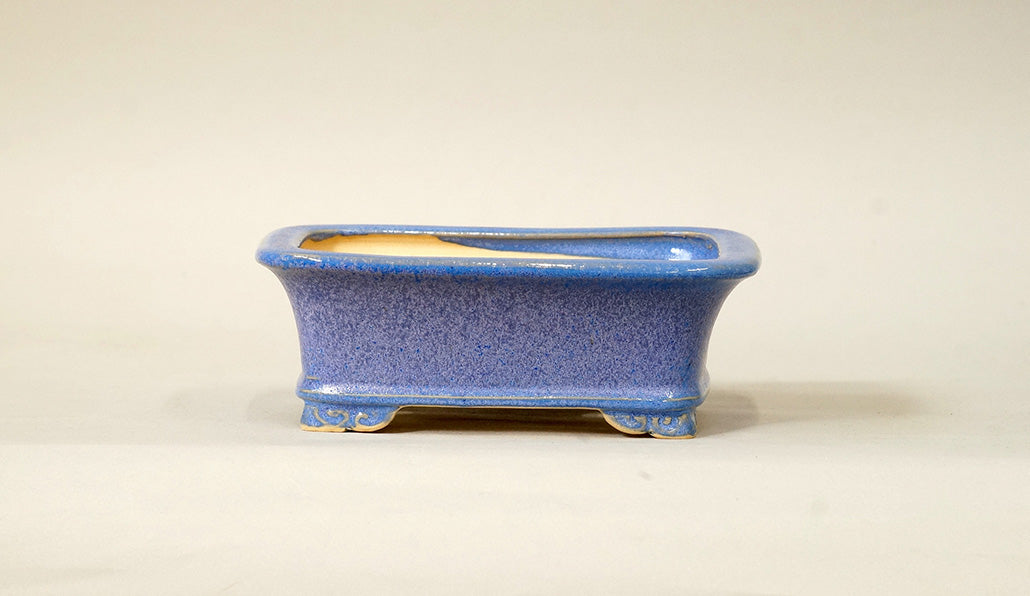 Eimei Rectangle Bonsai Pot in Purple glaze 6.6"(17cm) E553 +++ Shipping Free