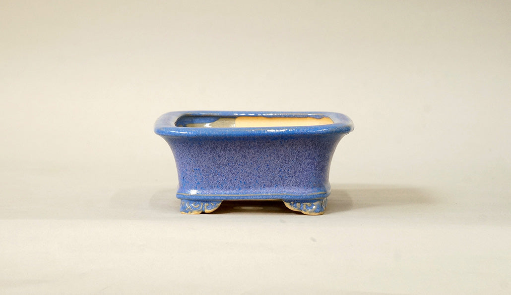 Eimei Rectangle Bonsai Pot in Purple glaze 6.6"(17cm) E553 +++ Shipping Free