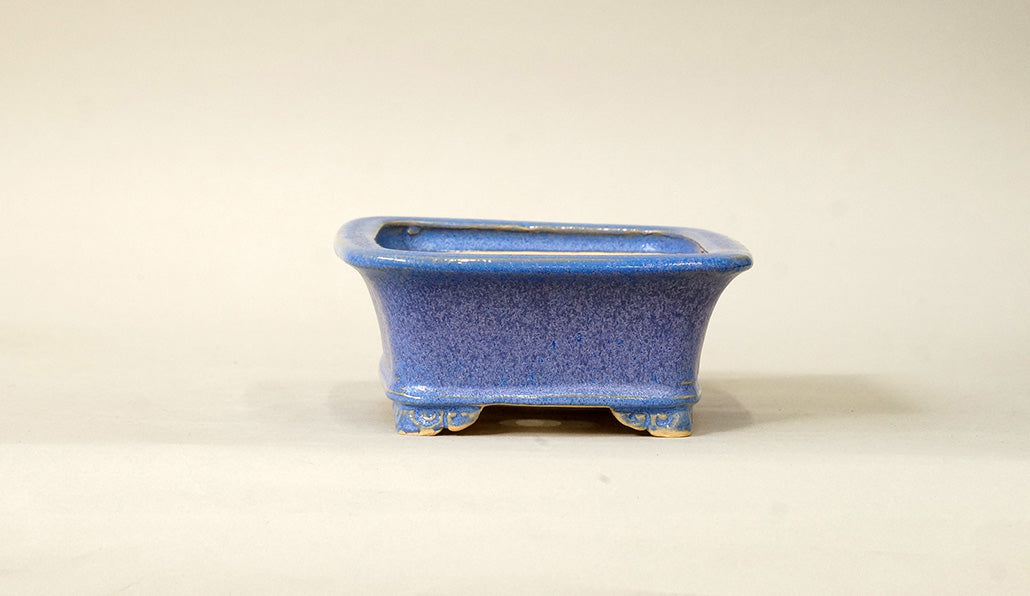 Eimei Rectangle Bonsai Pot in Purple glaze 6.6"(17cm) E553 +++ Shipping Free