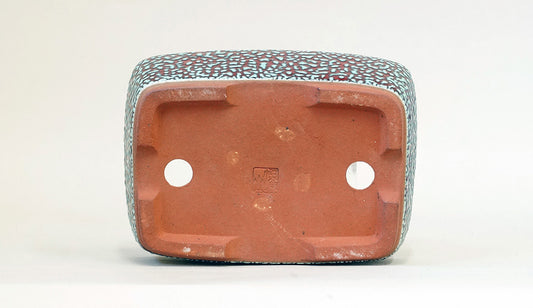 Eimei  Red & Blue Rectangle Kairagi Bonsai Pot 7.4"(19cm) E574 +++ Shipping Free