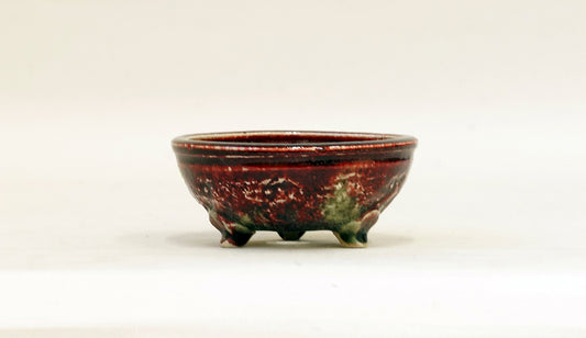 Shinsya Glazed Bonsai Pot with 3 Cat Feet by Yozan 3.7"(9.5cm) E598 +++ Shipping Free