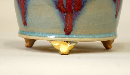 Gold Kintsugi Bonsai Pot by Eimei 4"(10.2cm) E629 +++ Shipping Free