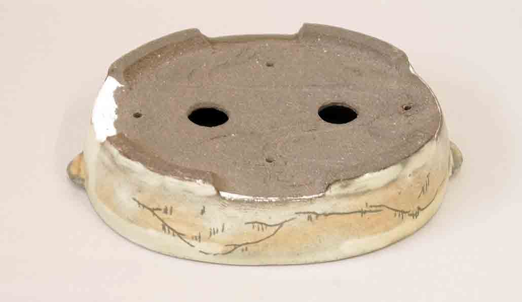 Gassan Oval "Kakiotoshi" Painting Pot with the Sun 5.5"(14cm)+++Shipping Free
