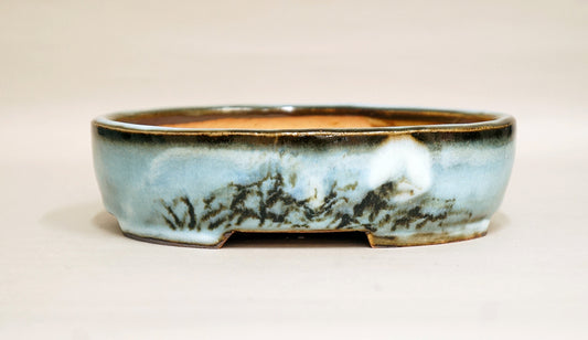 Gassan Oval Bonsai Pot with the Moon 6.6"(16.8cm) G148 +++ Shipping Free