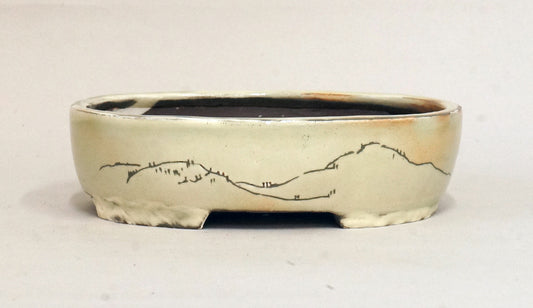 Gassan Oval "Kakiotoshi" Painting  Pot with the Sun 6.4"(16.5cm)+++Shipping Free