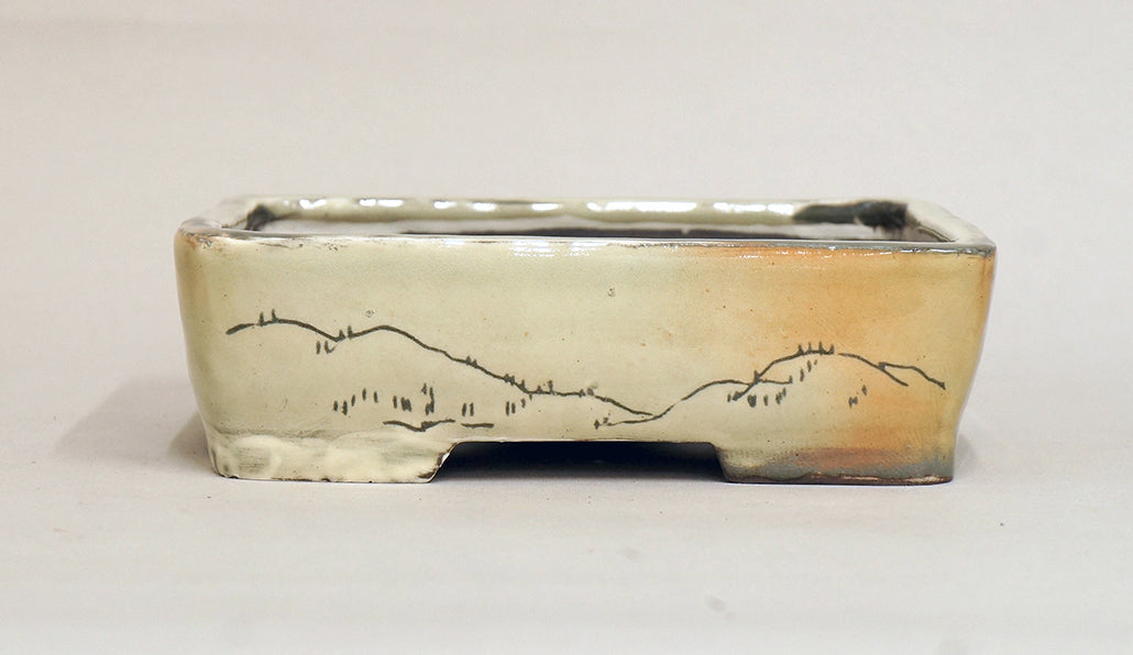 Gassan Rectangle "Kakiotoshi" Painting Pot 6.1"(15.5cm)+++Shipping Free