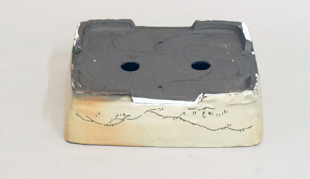 Gassan Rectangle "Kakiotoshi" Painting Pot 6.1"(15.5cm)+++Shipping Free