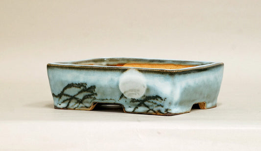 Gassan Rectangle Bonsai Pot with the Moon 6.2" (16cm) G168 +++ Shipping Free