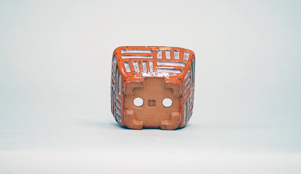 Kei Square Bonsai Pot with Geometric incised pattern 2.5"(6.3cm) K021 +++Shipping Free
