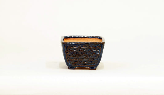 Kei Square Bonsai Pot with Mesh Pattern 2.6"(6.5cm) K024 +++Shipping Free