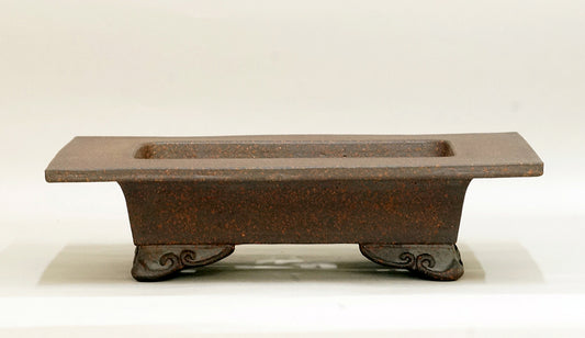 Sampo Unglazed Bonsai Pot with Wide Rim, Cloud Feet 12"(30.5cm) S017