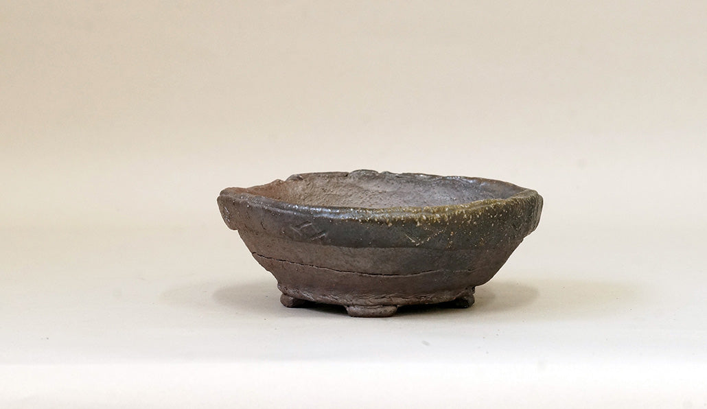 Toji Wood-Fired Bonsai Pot 5.3"(13.5cm) T022 +++ Shipping Free