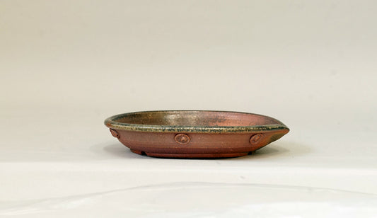 Toji Wood-Fired Shallow Bonsai Pot 5.6"(14.3cm) T032  +++ Shipping Free