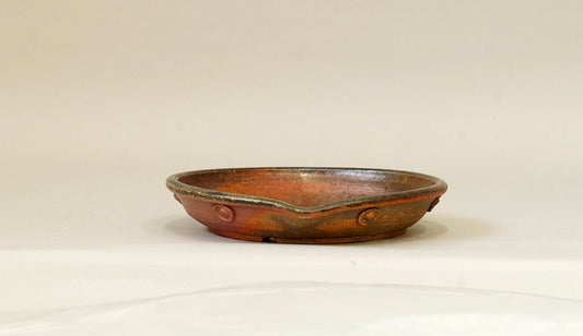 Toji Wood-Fired Shallow Bonsai Pot 5.6"(14.3cm) T032  +++ Shipping Free