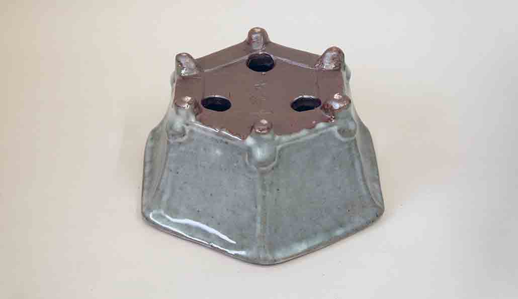 Gray and White Glaze! Shuuhou Hexagonal Bonsai Pot ++++ Shipping Free