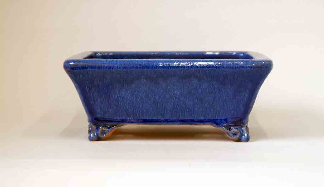 Shuuhou Blue Glazed Rectangle Bonsai Pot 8.2"(21cm)