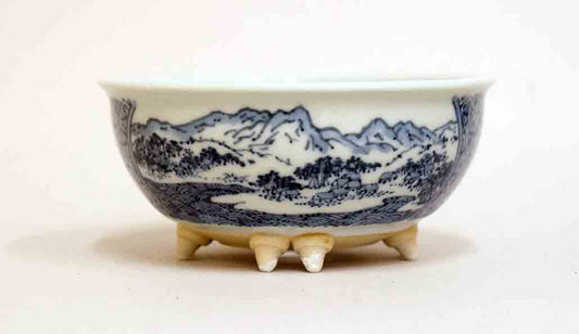 Gassan Pot with Landscape & Pattern Painting 4.6"(11.8cm)