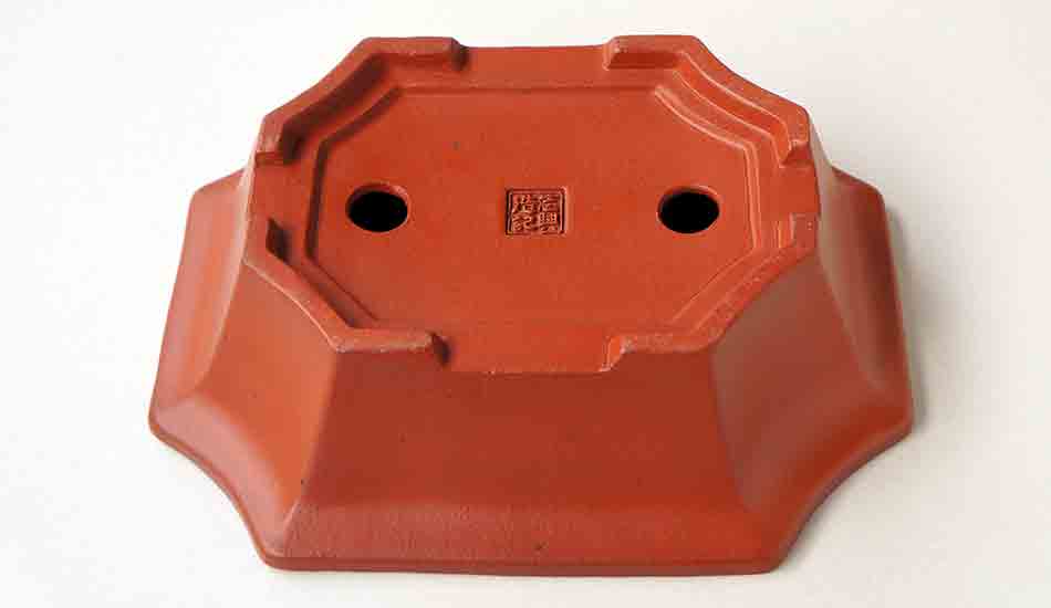 Ikko Unglazed Bonsai Pot in shudei (vermilion clay) 7.3"(18.6cm)