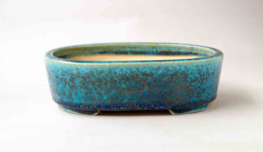 Juko Bonsai Pot in Blue Oribe Glaze 6,4"(16.5cm)