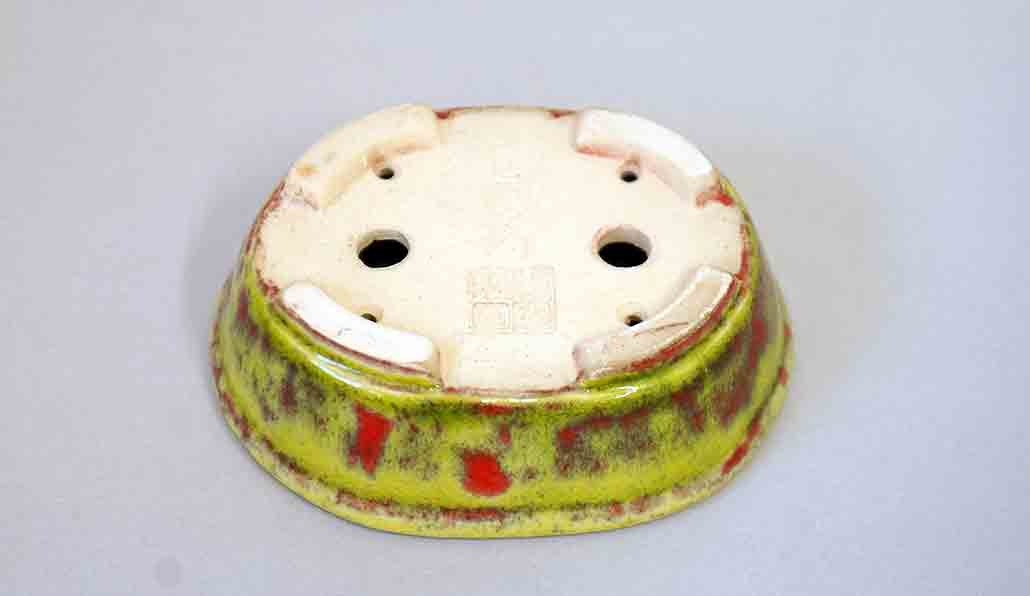 Juko Running Yellow with Red! Oval Bonsai Pot +++Shipping Free