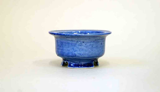 Juko Bright Blue Round Bonsai Pot +++ Shipping Free